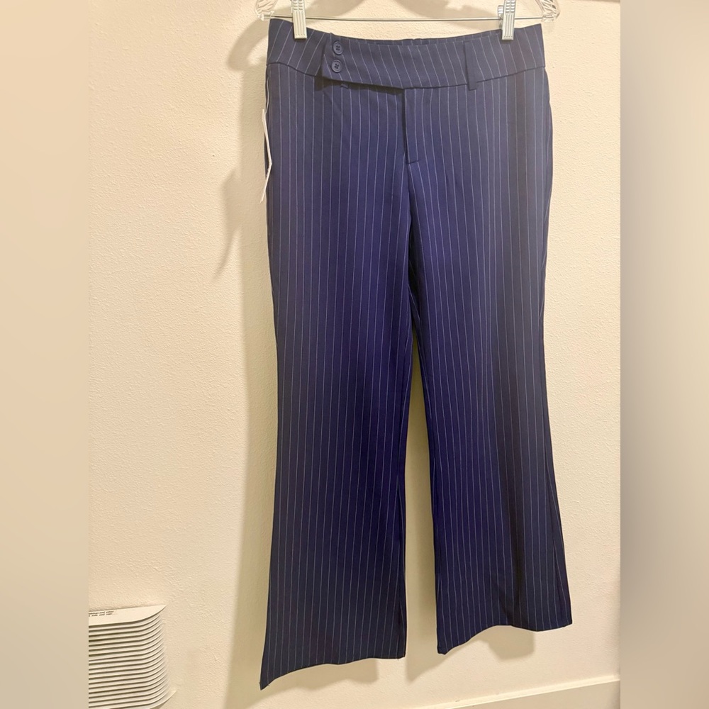 Princess Polly Navy Striped Flare Pants